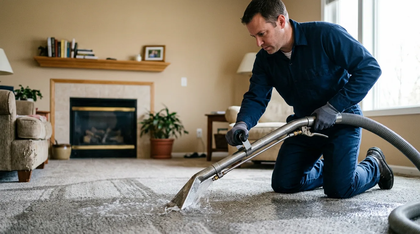 Water damage restoration technician working near La Habra, CA